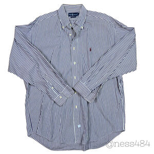 Ralph Lauren Mens Striped Button Down Shirt Long Sleeve Embroidered Pony Logo XL
